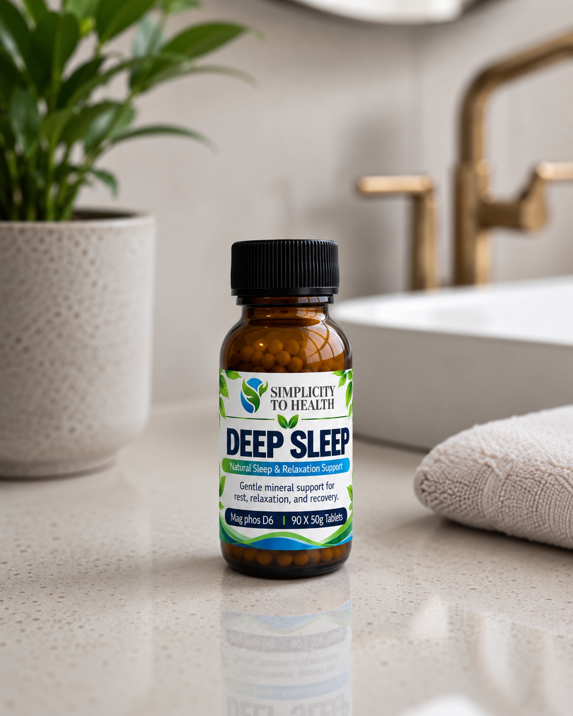 Deep Sleep Wellness Bottle on Spa Countertop